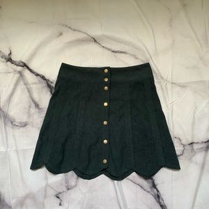 FABRIK SUEDE GREEN SCALLOP HEM SKIRT